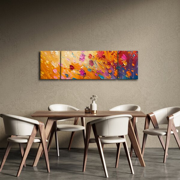 Obraz - Malowanie kolorowych kwiatów (170x50 cm)
