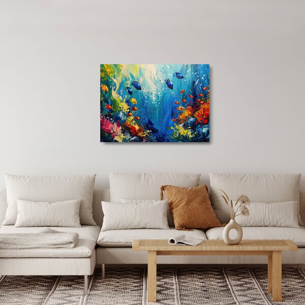 Obraz na szkle - Malowanie podwodnego świata (70x50 cm)