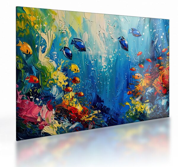 Obraz na szkle - Malowanie podwodnego świata (70x50 cm)