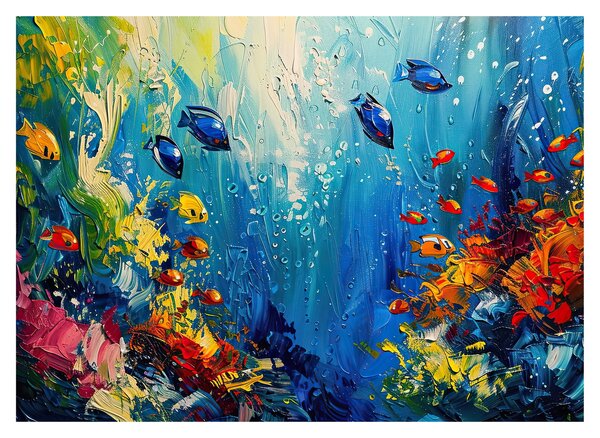 Obraz na szkle - Malowanie podwodnego świata (70x50 cm)