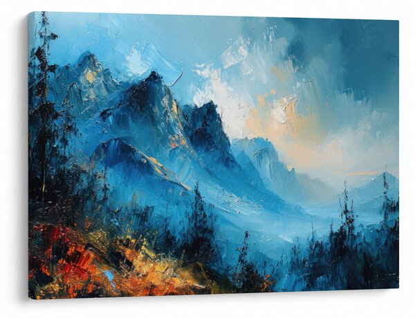 Obraz - Malowanie gór (70x50 cm)