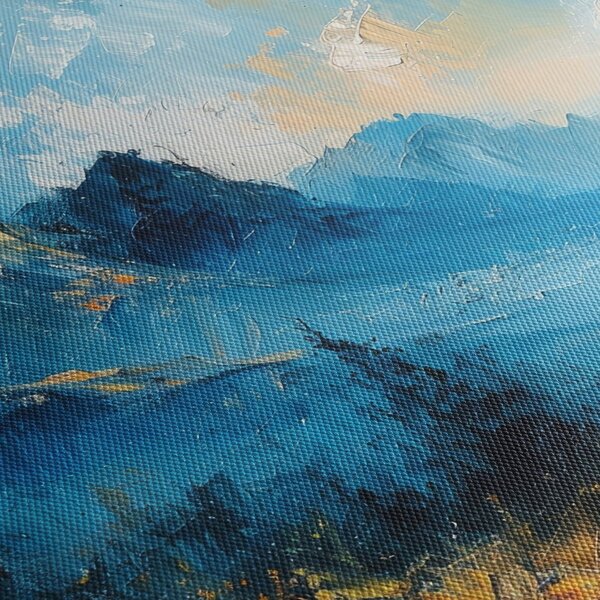 Obraz - Malowanie gór (z zegarem) (90x30 cm)