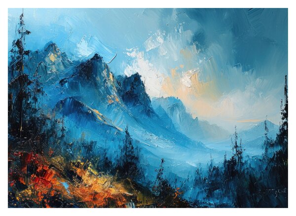 Obraz na szkle - Malowanie gór (70x50 cm)