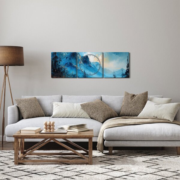Obraz - Malowanie gór (z zegarem) (90x30 cm)