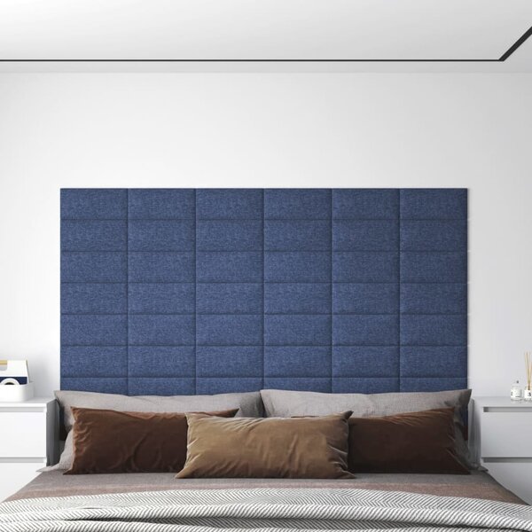 Panele ścienne, 12 szt., niebieskie, 30x15 cm, tkanina, 0,54 m²
