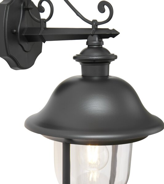 Klasyczna zewnętrzna lampa ścienna czarna z tworzywa sztucznego IP44 - Genoa