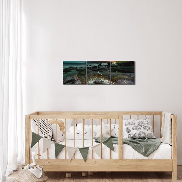 Obraz - Scena nocna (z zegarem) (90x30 cm)