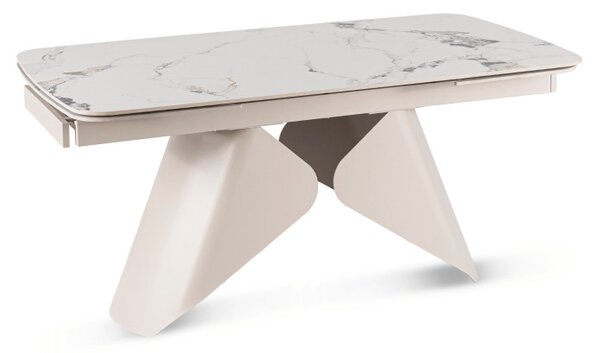 Stół Rozkładany Prostokątny VERONA 160-240 cm Ceramiczny Biały Marmur/Kaszmir Nowoczesny