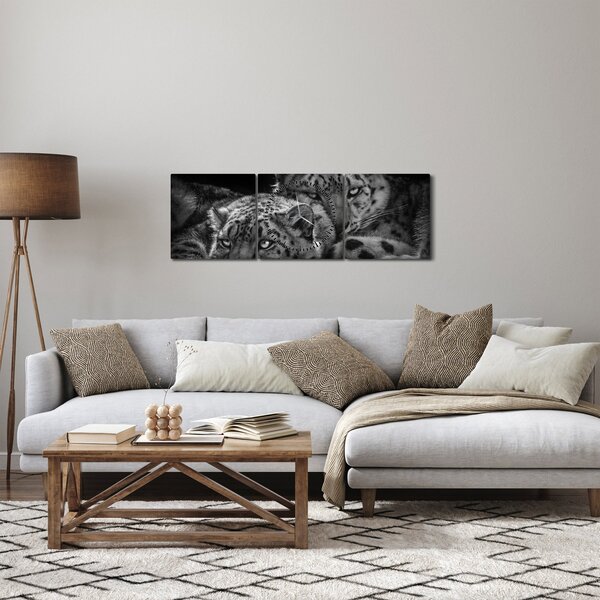 Obraz - Odpoczywające gepardy (z zegarem) (90x30 cm)
