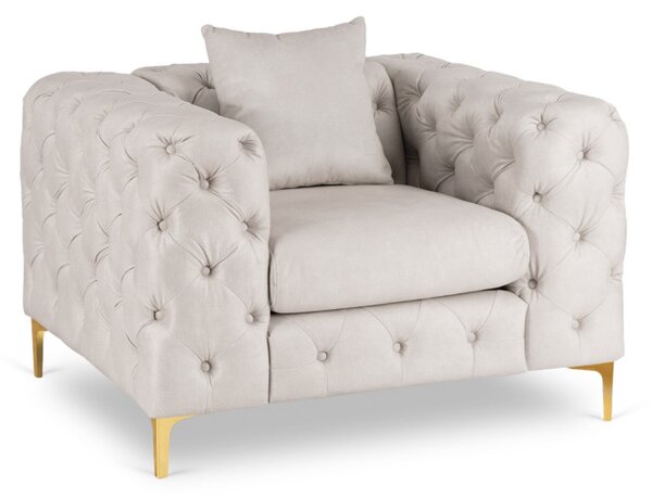 Fotel Wypoczynkowy SORRENTO 1S Kremowy Welurowy Nowoczesny Glamour