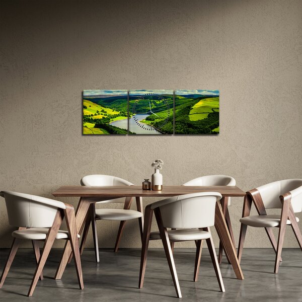 Obraz - Zielony krajobraz (z zegarem) (90x30 cm)