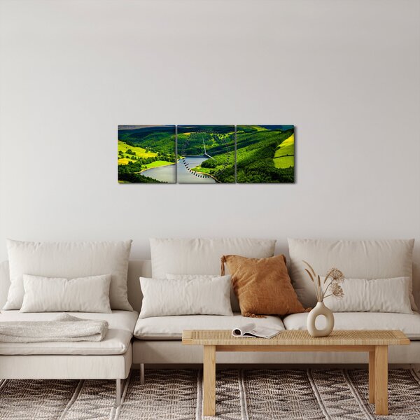 Obraz - Zielony krajobraz (z zegarem) (90x30 cm)