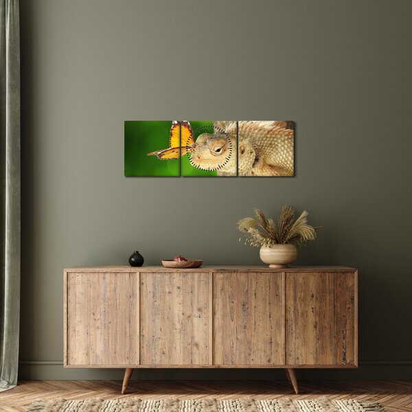 Obraz - Jaszczurka (z zegarem) (90x30 cm)