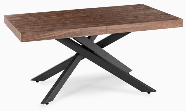 Stół Prostokątny Rozkładany HAMPTON 160-240 cm Orzech/Czarny do Jadalni Nowoczesny Loft