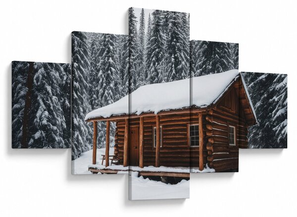 Obraz - Pokryta śniegiem chata (125x70 cm)