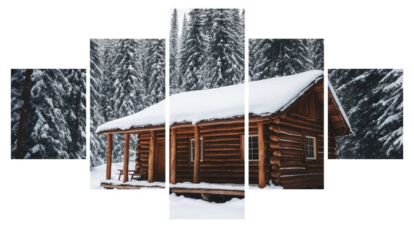 Obraz - Pokryta śniegiem chata (125x70 cm)