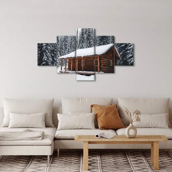Obraz - Pokryta śniegiem chata (125x70 cm)