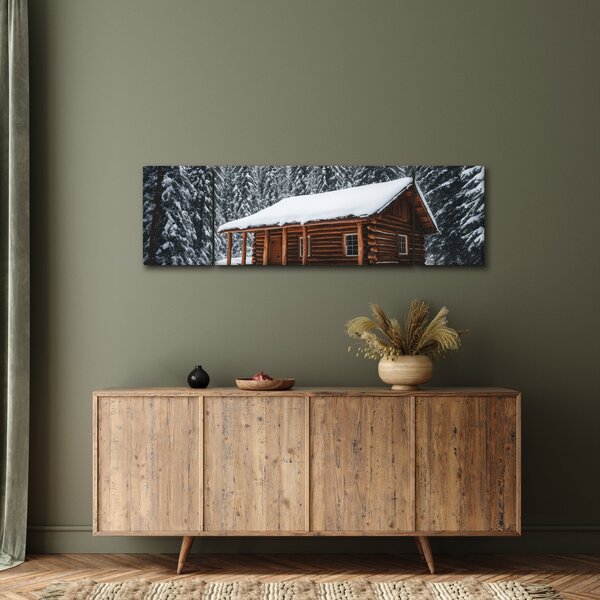 Obraz - Pokryta śniegiem chata (170x50 cm)