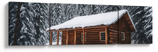 Obraz - Pokryta śniegiem chata (170x50 cm)