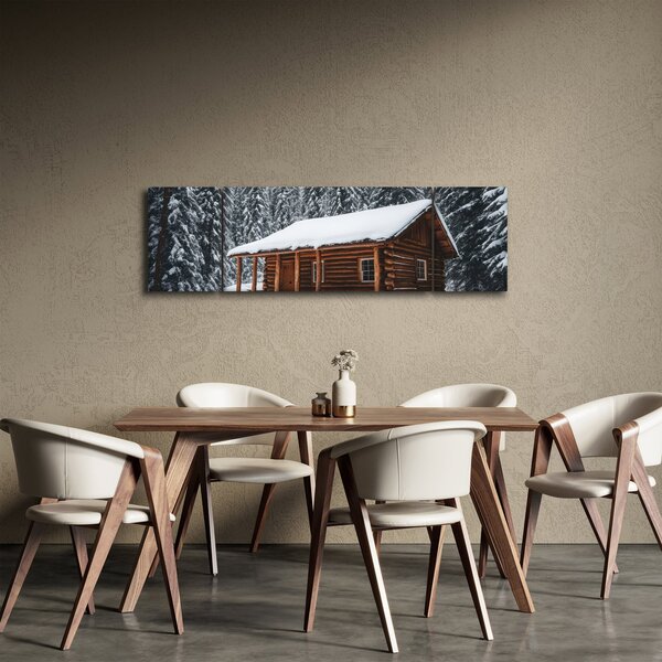 Obraz - Pokryta śniegiem chata (170x50 cm)