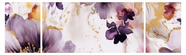 Obraz - Kwiaty akwarelowe (170x50 cm)