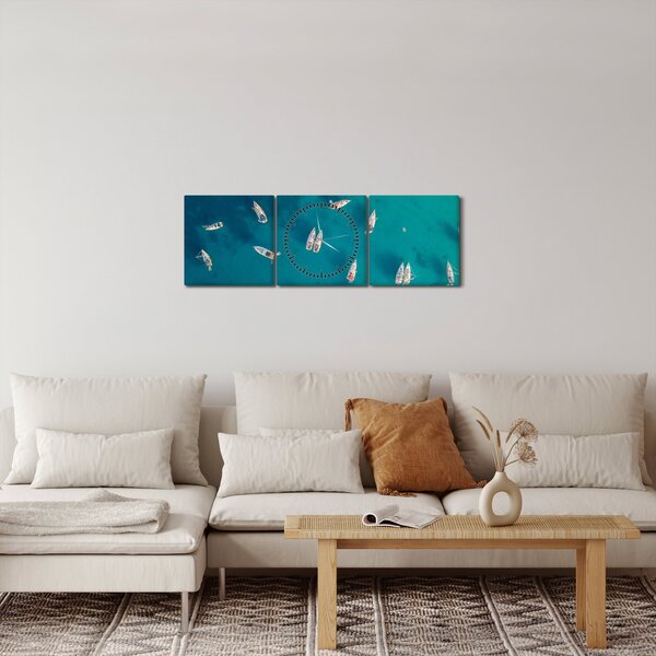 Obraz - Żaglówki (z zegarem) (90x30 cm)