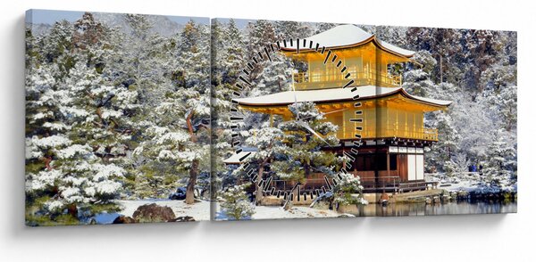 Obraz - Kinkakuji, Japonia (z zegarem) (90x30 cm)