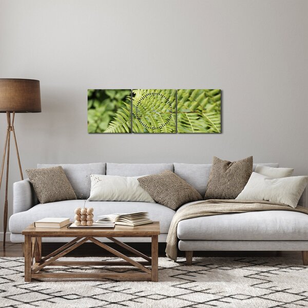Obraz - Liść paproci (z zegarem) (90x30 cm)