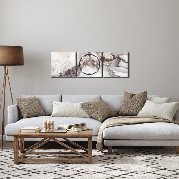 Obraz - Imitacja marmuru (z zegarem) (90x30 cm)