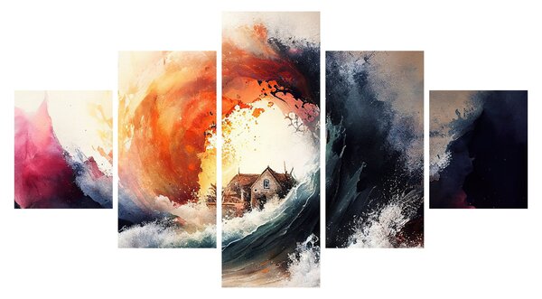 Obraz - W wirze powodzi, akwarela (125x70 cm)