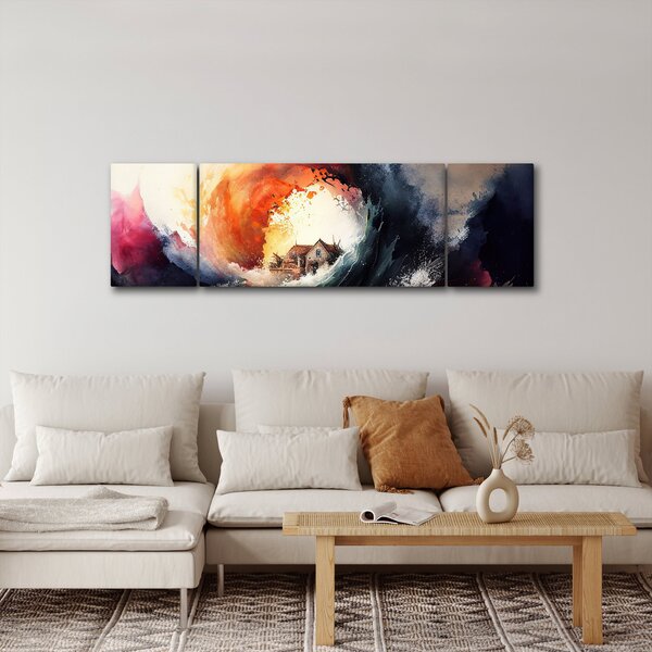 Obraz - W wirze powodzi, akwarela (170x50 cm)