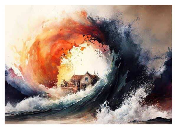 Obraz - W wirze powodzi, akwarela (70x50 cm)