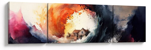 Obraz - W wirze powodzi, akwarela (170x50 cm)