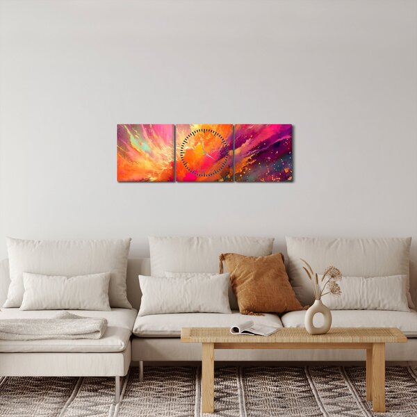 Obraz - Dynamiczna abstrakcja (z zegarem) (90x30 cm)