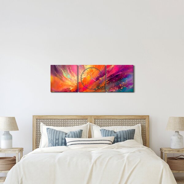 Obraz - Dynamiczna abstrakcja (z zegarem) (90x30 cm)