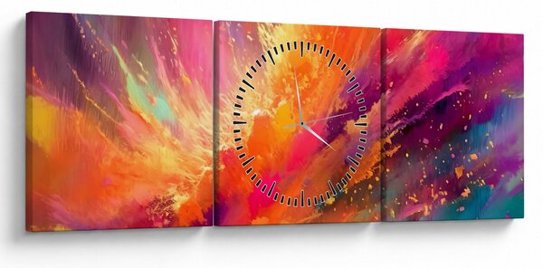 Obraz - Dynamiczna abstrakcja (z zegarem) (90x30 cm)