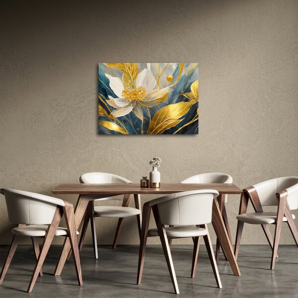 Obraz - Malowanie złotych kwiatów (70x50 cm)