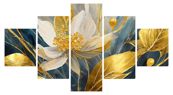 Obraz - Malowanie złotych kwiatów (125x70 cm)