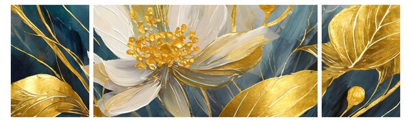 Obraz - Malowanie złotych kwiatów (170x50 cm)