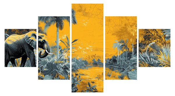 Obraz - Słoń w naturze (125x70 cm)