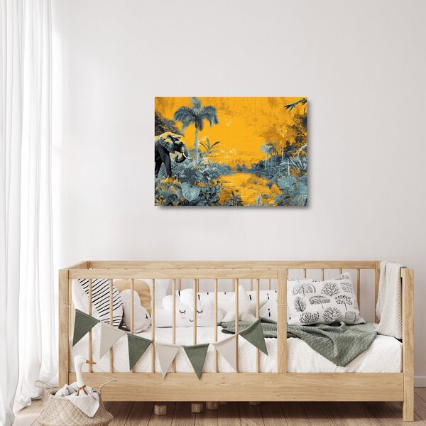 Obraz na szkle - Słoń w naturze (70x50 cm)