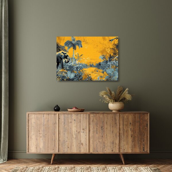 Obraz na szkle - Słoń w naturze (70x50 cm)