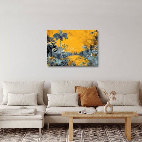 Obraz na szkle - Słoń w naturze (70x50 cm)