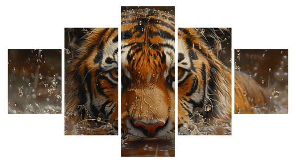 Obraz - Portret tygrysa w wodzie (125x70 cm)