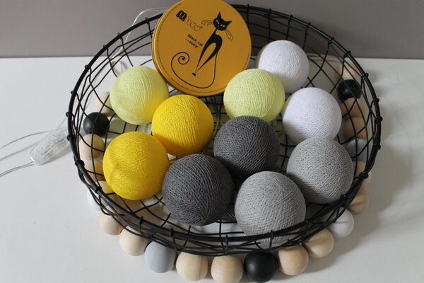 Lampki kule Cotton Balls Smokey - różne rozmiary