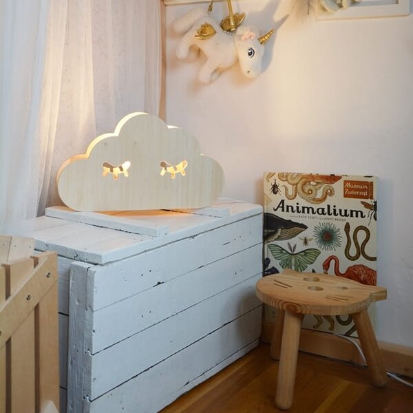 Drewniana Lampka Nocna dla dziecka - Chmurka
