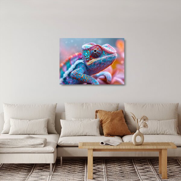 Obraz na szkle - Kolorowy kameleon (70x50 cm)