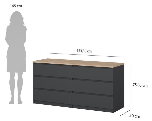Ciemnoszara komoda 154x76x50 cm Naia – Tvilum