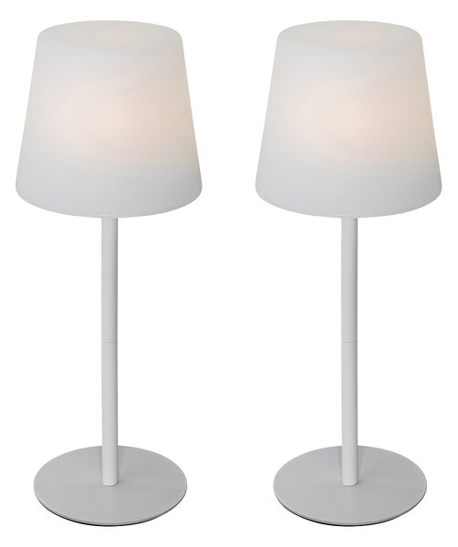 Zewnetrzna Zestaw 2 akumulatorowych lamp stołowych białych 40 cm IP54 - Jude Oswietlenie zewnetrzne