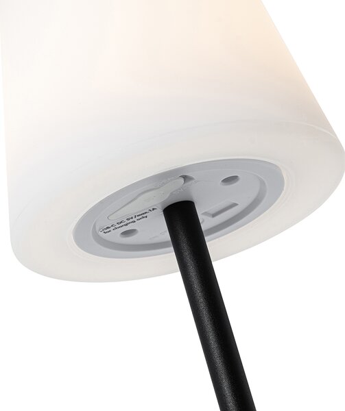 Zestaw 2 czarnych lamp stołowych akumulatorowych 40 cm IP54 - Jude